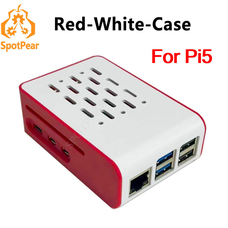 Raspberry Pi 5 8Gb Board - Obudowa chłodząca Raspberry Pi 5 czerwono-biała