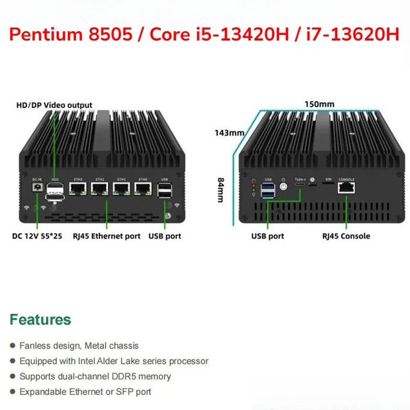 Bezwentylatorowy Mini PC Penti – Pfsense Firewall Router 2.5G 4 I226 recenzja i cena